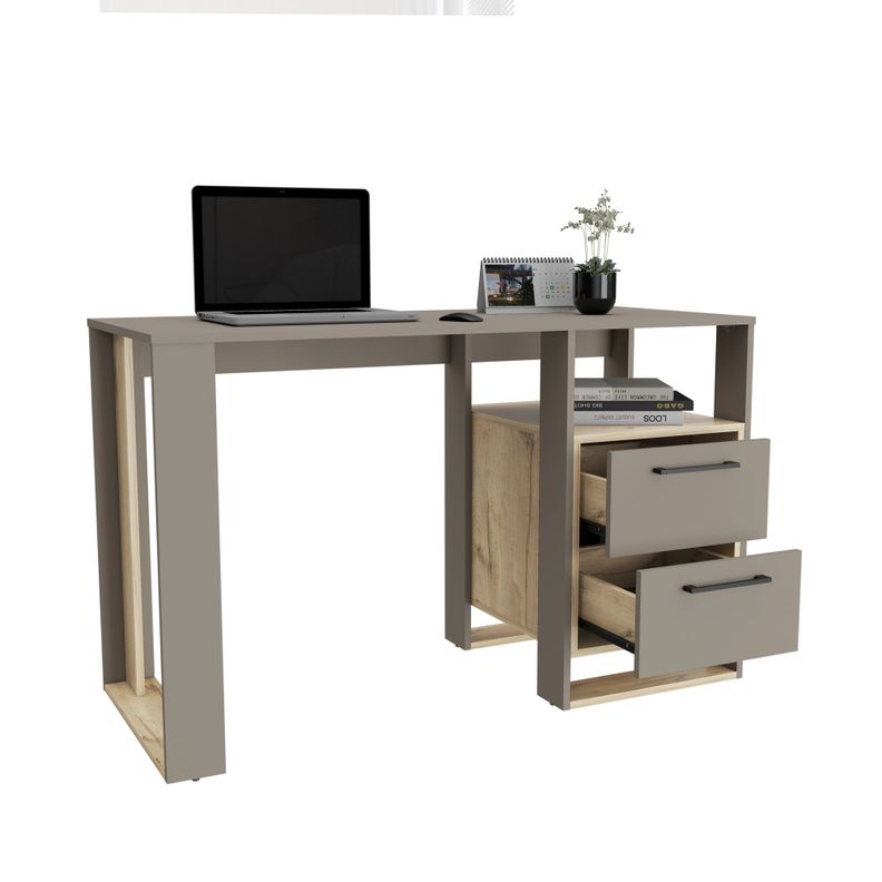 ESCRITORIO 2 CAJONES FM-056G - GRIS MATE-3