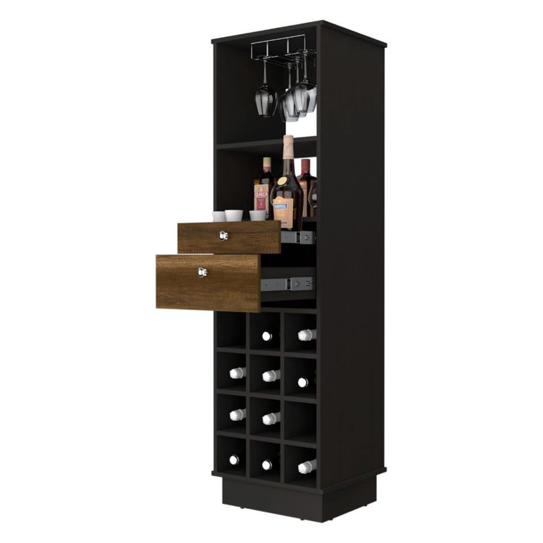 BAR ALTO 2 CAJONES 12 BOTELLEROS FM-002C - CAFE OSCURO Y NEGRO-1