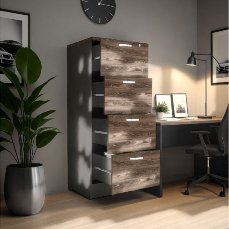 CAJONERA 132,2X47X5X45 CM FM-005N NEGRO Y CAFÉ OSCURO-4
