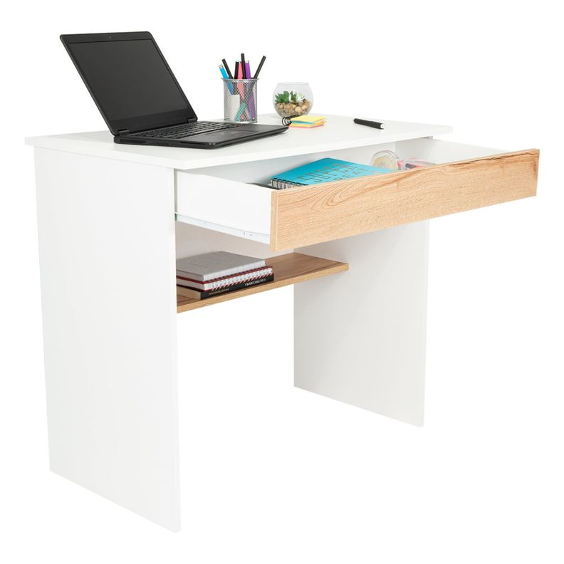 ESCRITORIO 1 CAJON FM-052B BLANCO Y CAFÉ CLARO-3