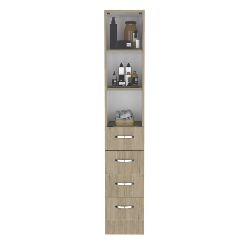 TORRE DE BAÑO CON 4 CAJONES FM-001C - CAFE CLARO-2