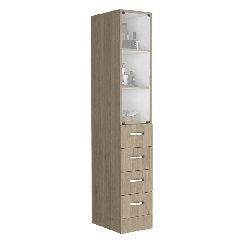 TORRE DE BAÑO CON 4 CAJONES FM-001C - CAFE CLARO-3