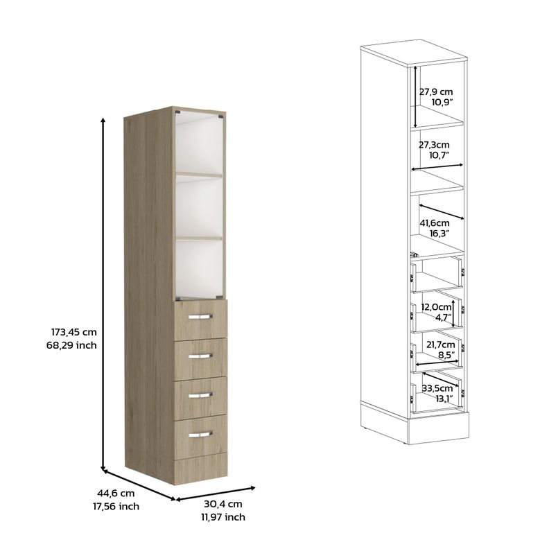 TORRE DE BAÑO CON 4 CAJONES FM-001C - CAFE CLARO-6