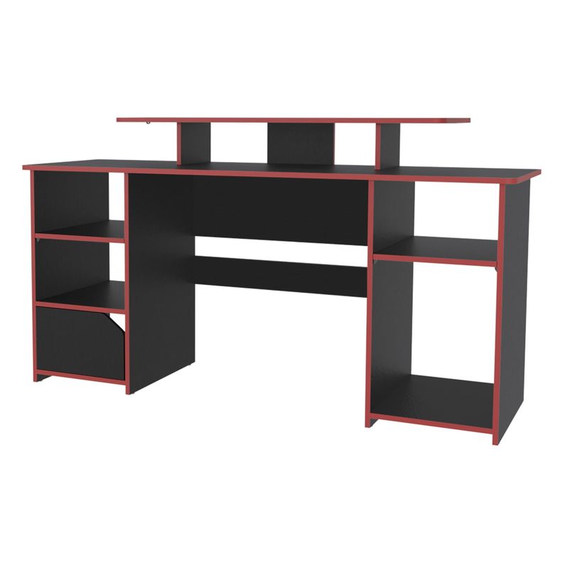 ESCRITORIO GAMER 88,5X157,1X50 CM FM-045N NEGRO Y ROJO-0