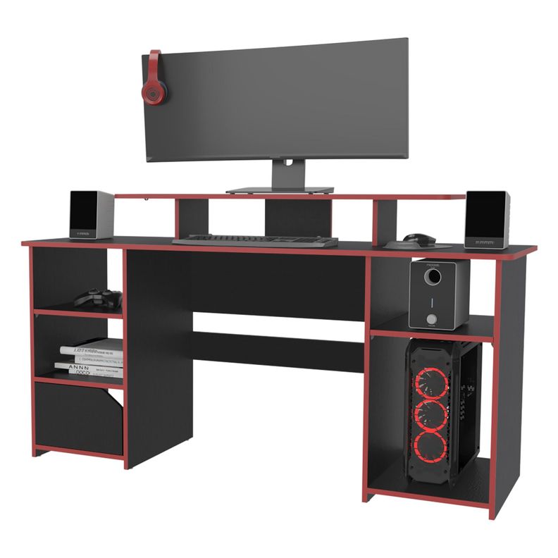 ESCRITORIO GAMER 88,5X157,1X50 CM FM-045N NEGRO Y ROJO-2