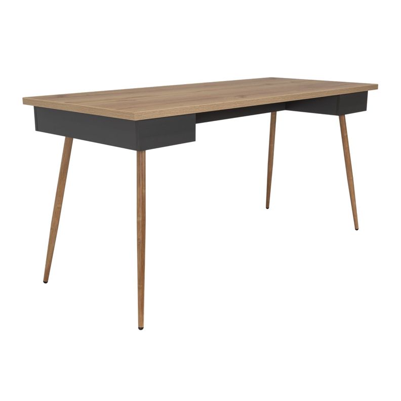 ESCRITORIO 150X73,5X63 CM FM-044C CAFÉ CLARO Y PLOMO-0