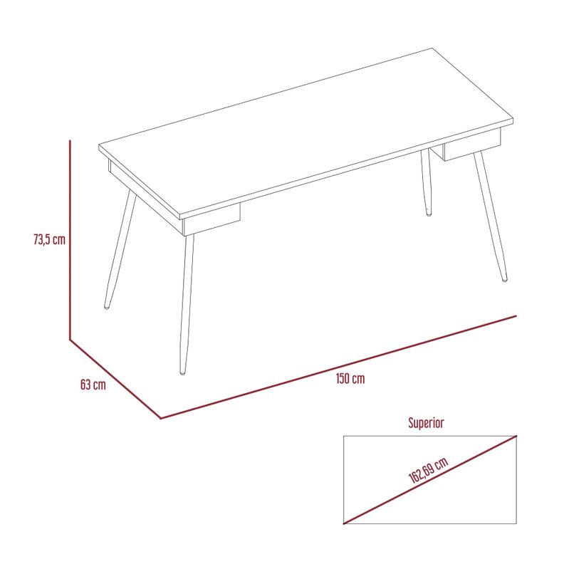 ESCRITORIO 150X73,5X63 CM FM-044C CAFÉ CLARO Y PLOMO-5