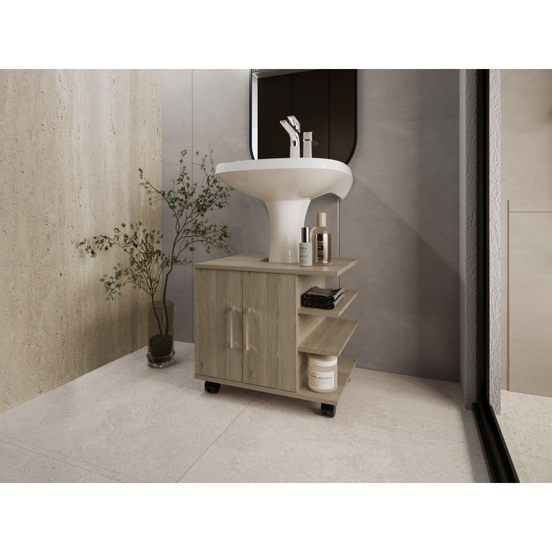 MUEBLE BAÑO 2 PUERTAS FM-003C CAFÉ CLARO-4