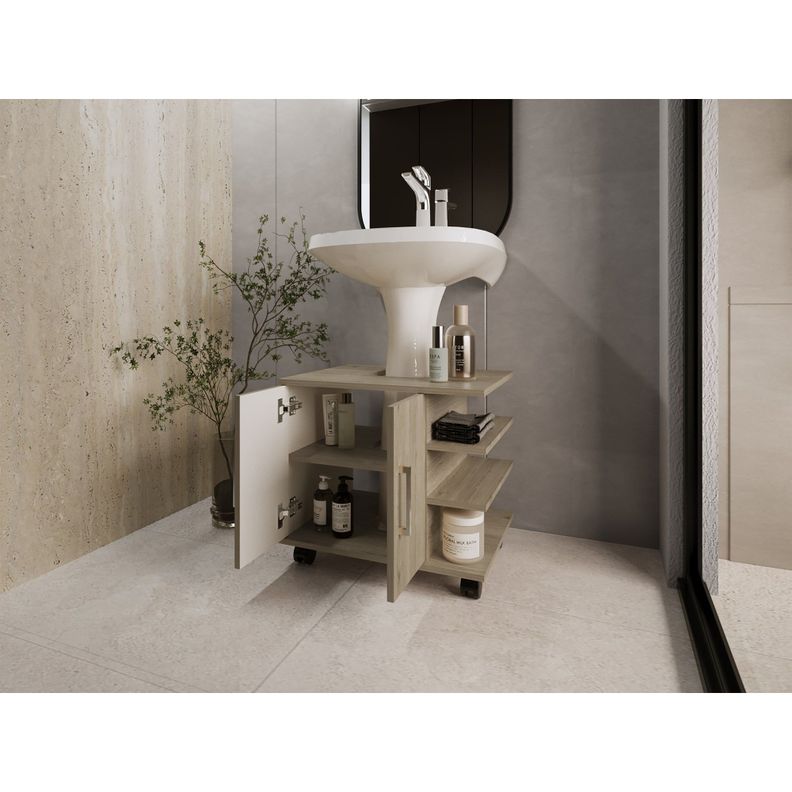 MUEBLE BAÑO 2 PUERTAS FM-003C CAFÉ CLARO-5