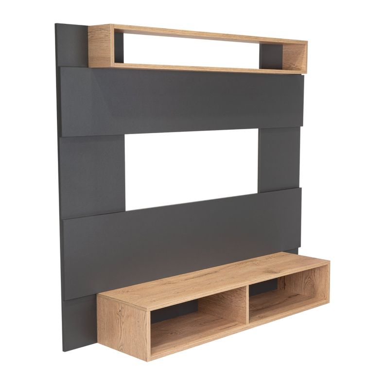 Panel Tv 65" Fm 120X140X31,5 Cm Cafe Claro Y Gris