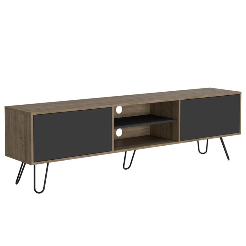 Rack Tv 80" 2 Puertas Fm-007C Cafe Claro Y Plomo