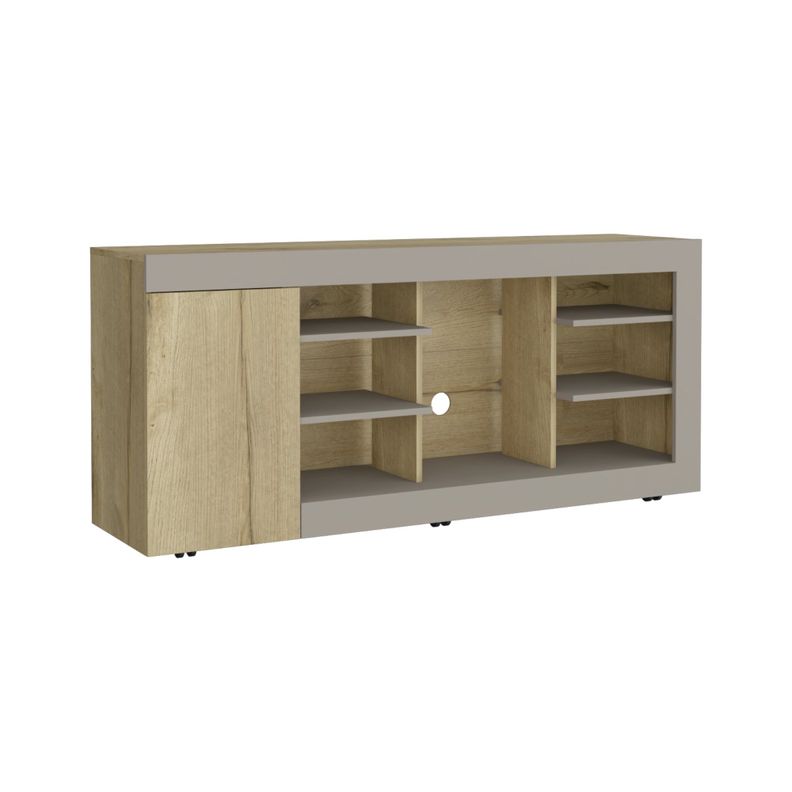 Mesa Para Tv 65" Fm 68X150X38 Cm Cafe Claro Y Gris