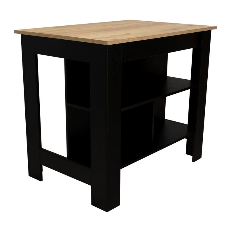 ISLA DE COCINA 103X70X90 CM FM-009N NEGRO Y CAFÉ CLARO-0