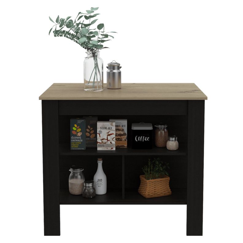 ISLA DE COCINA 103X70X90 CM FM-009N NEGRO Y CAFÉ CLARO-2