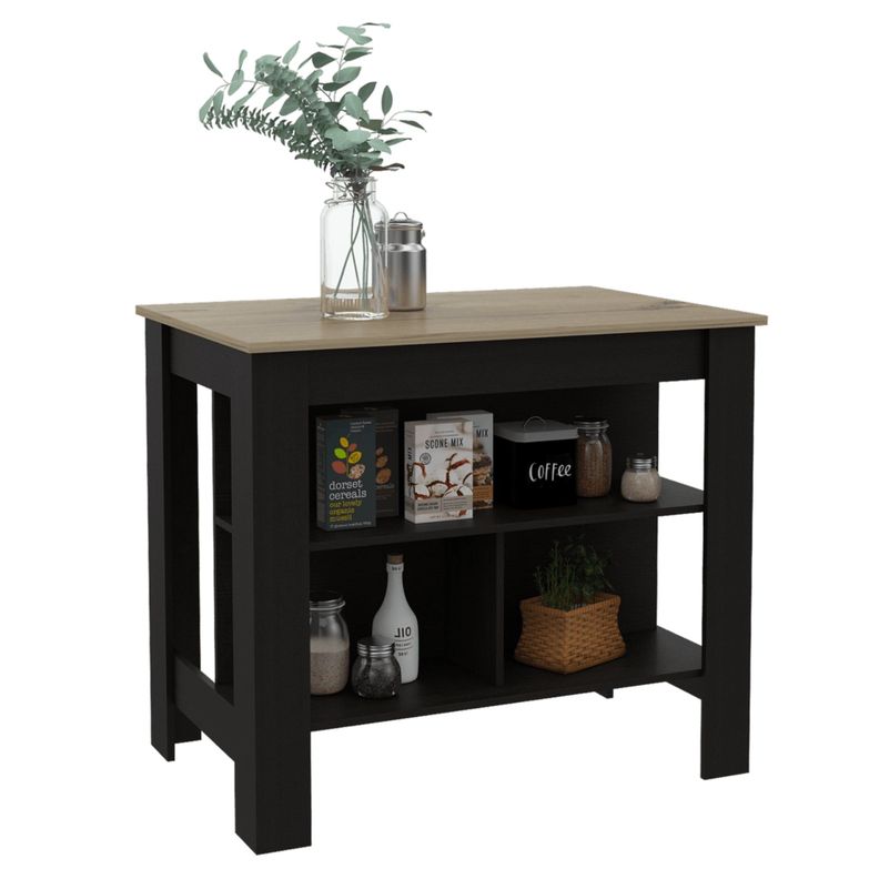 ISLA DE COCINA 103X70X90 CM FM-009N NEGRO Y CAFÉ CLARO-3