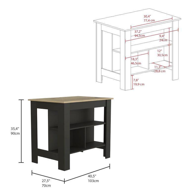 ISLA DE COCINA 103X70X90 CM FM-009N NEGRO Y CAFÉ CLARO-4
