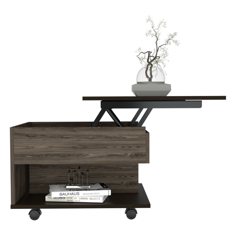 MESA DE CENTRO EXTENSIBLE FM-001O - CAFÉ OSCURO Y NEGRO-2