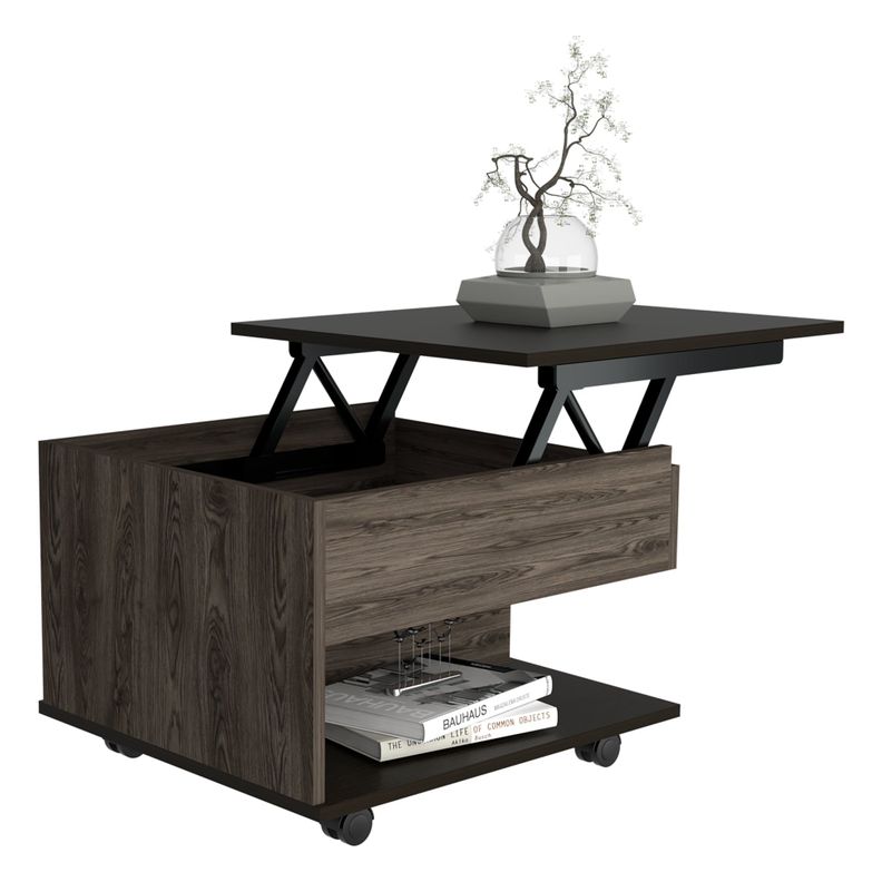 MESA DE CENTRO EXTENSIBLE FM-001O - CAFÉ OSCURO Y NEGRO-3