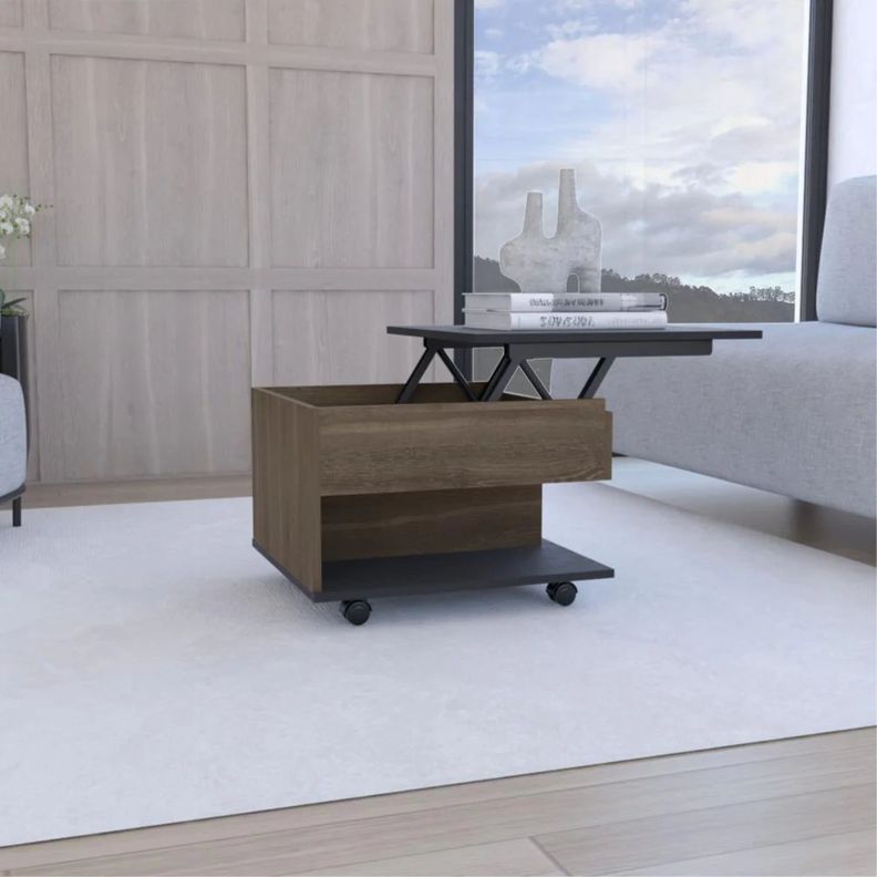 MESA DE CENTRO EXTENSIBLE FM-001O - CAFÉ OSCURO Y NEGRO-5