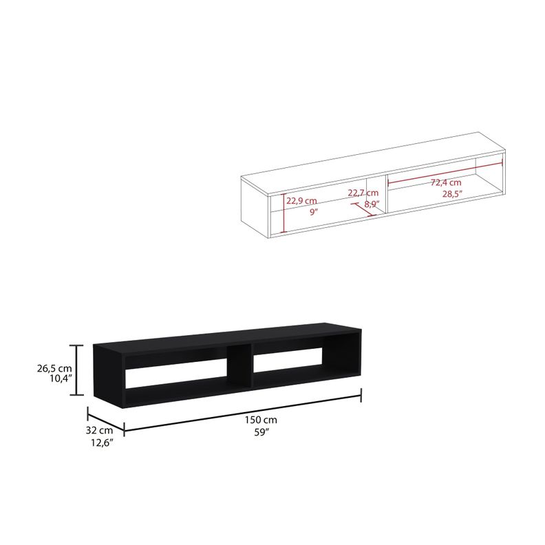 Repisa Flotente Tv 65" Fm-025N Negro-7