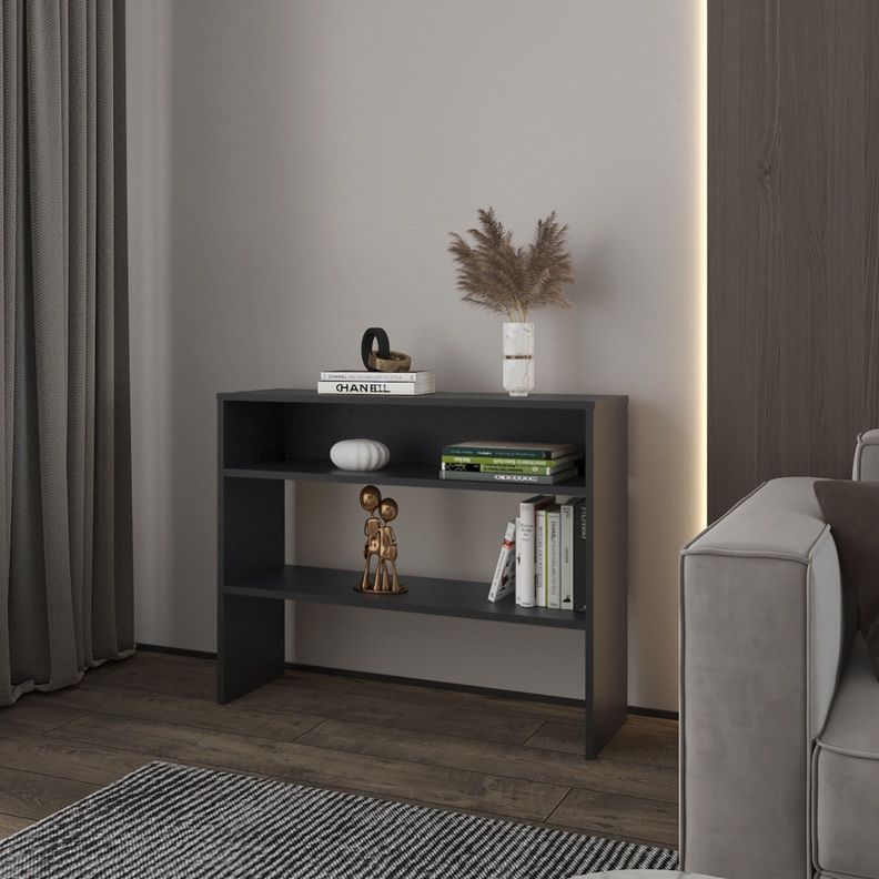 MUEBLE ARRIMO 2 REPISAS 80X100X30 CM FM-001N NEGRO-2