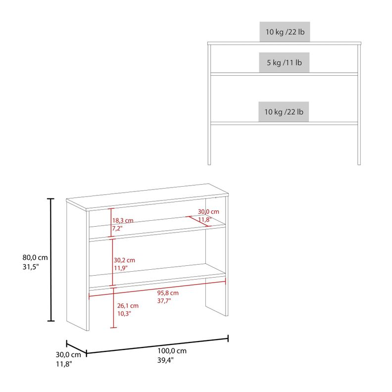 MUEBLE ARRIMO 2 REPISAS 80X100X30 CM FM-001N NEGRO-3