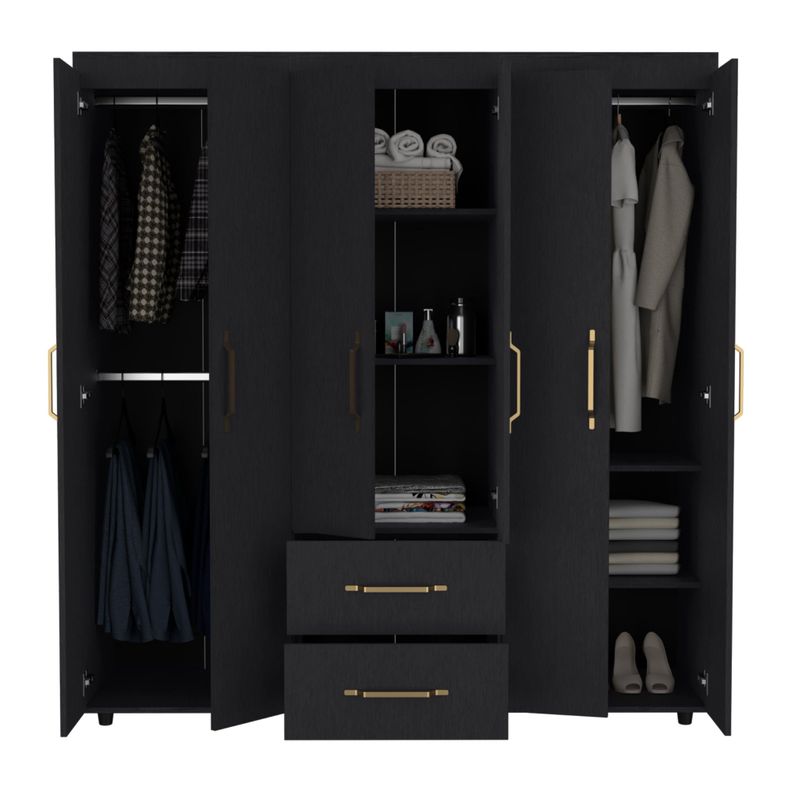 CLOSET 6 PUERTAS 2 CAJONES FM-024N - NEGRO-2