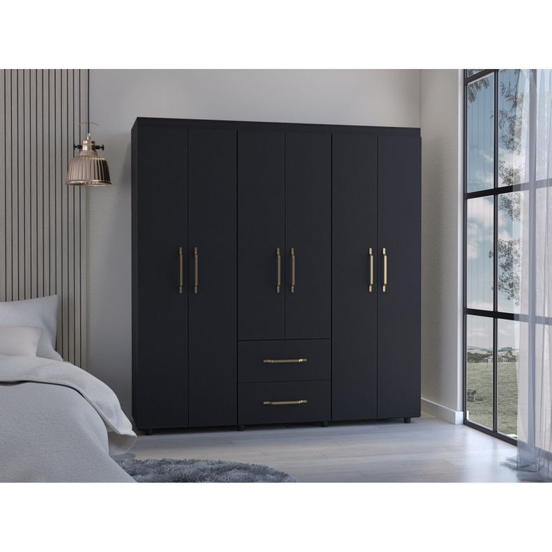 CLOSET 6 PUERTAS 2 CAJONES FM-024N - NEGRO-4