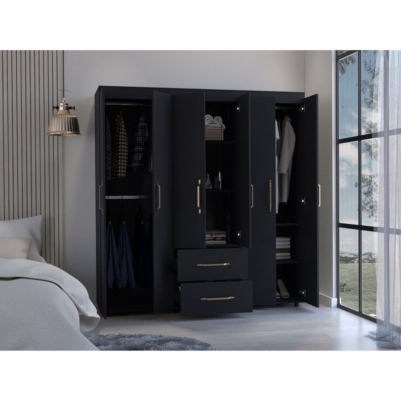 CLOSET 6 PUERTAS 2 CAJONES FM-024N - NEGRO-5