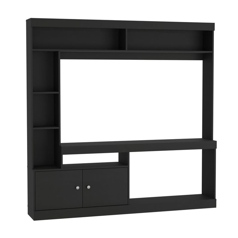 ESTANTE TV 55" CON 2 PUERTAS 7 REPISAS FM-003N - NEGRO-1