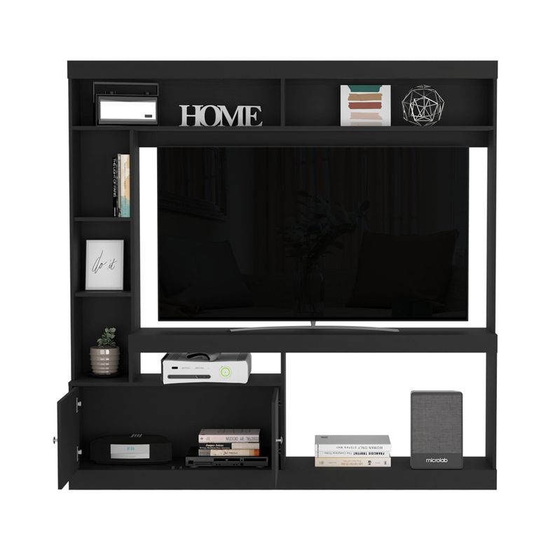 ESTANTE TV 55" CON 2 PUERTAS 7 REPISAS FM-003N - NEGRO-2