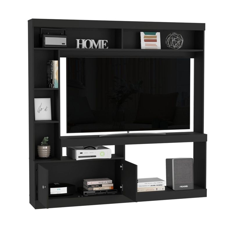 ESTANTE TV 55" CON 2 PUERTAS 7 REPISAS FM-003N - NEGRO-3