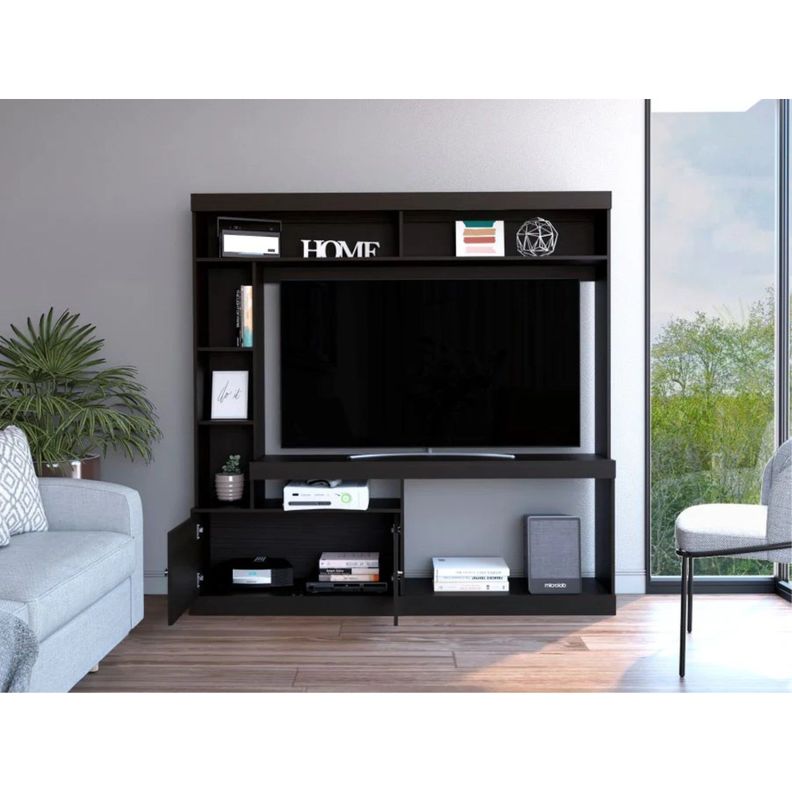 ESTANTE TV 55" CON 2 PUERTAS 7 REPISAS FM-003N - NEGRO-5