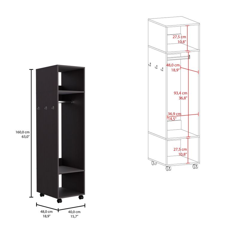 CLOSET CON ESPEJO Y 4 RUEDAS FM-025N - NEGRO-5