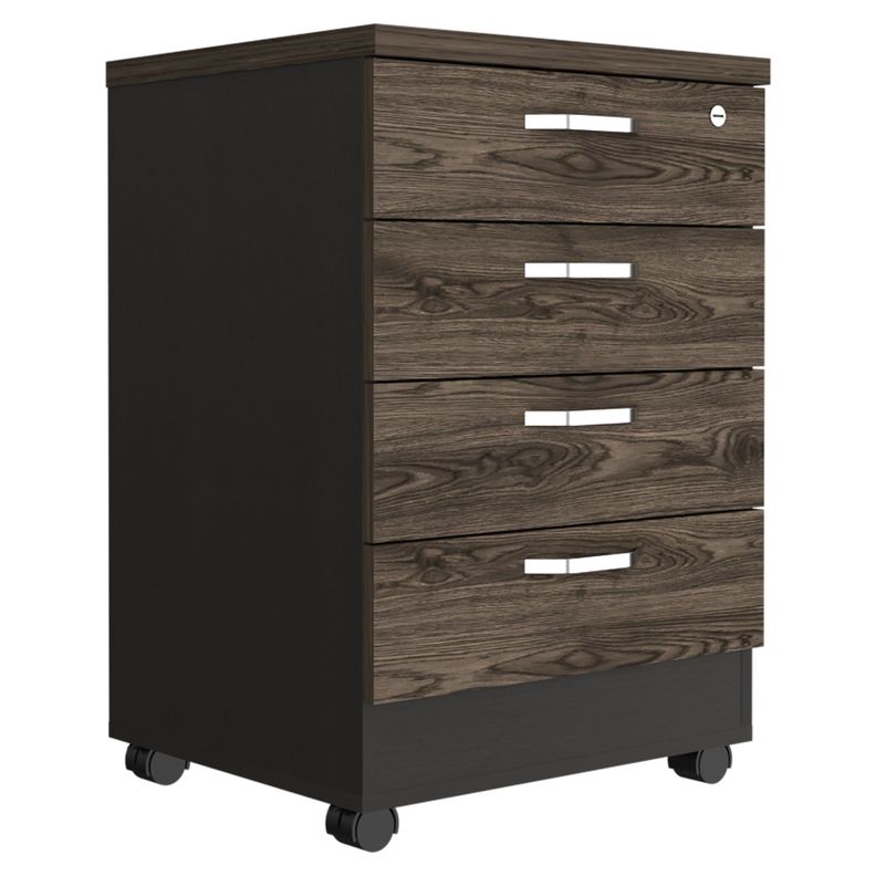 CAJONERA CON RUEDAS FM-006N NEGRO Y CAFÉ OSCURO-0