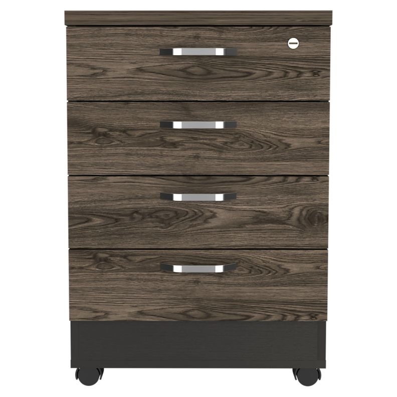 CAJONERA CON RUEDAS FM-006N NEGRO Y CAFÉ OSCURO-1