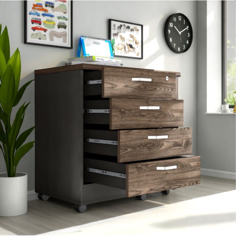CAJONERA CON RUEDAS FM-006N NEGRO Y CAFÉ OSCURO-4