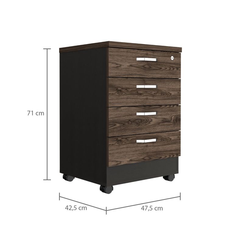 CAJONERA CON RUEDAS FM-006N NEGRO Y CAFÉ OSCURO-5