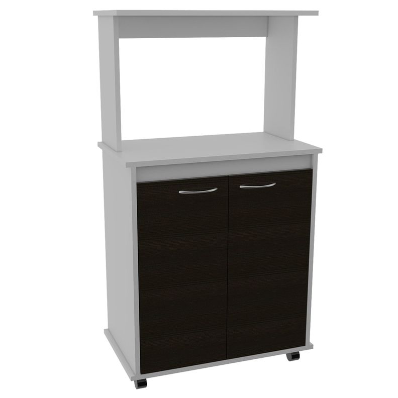 Mueble Microondas Con Ruedas 2 Puertas Fm-010B Blanco Y Negro-0