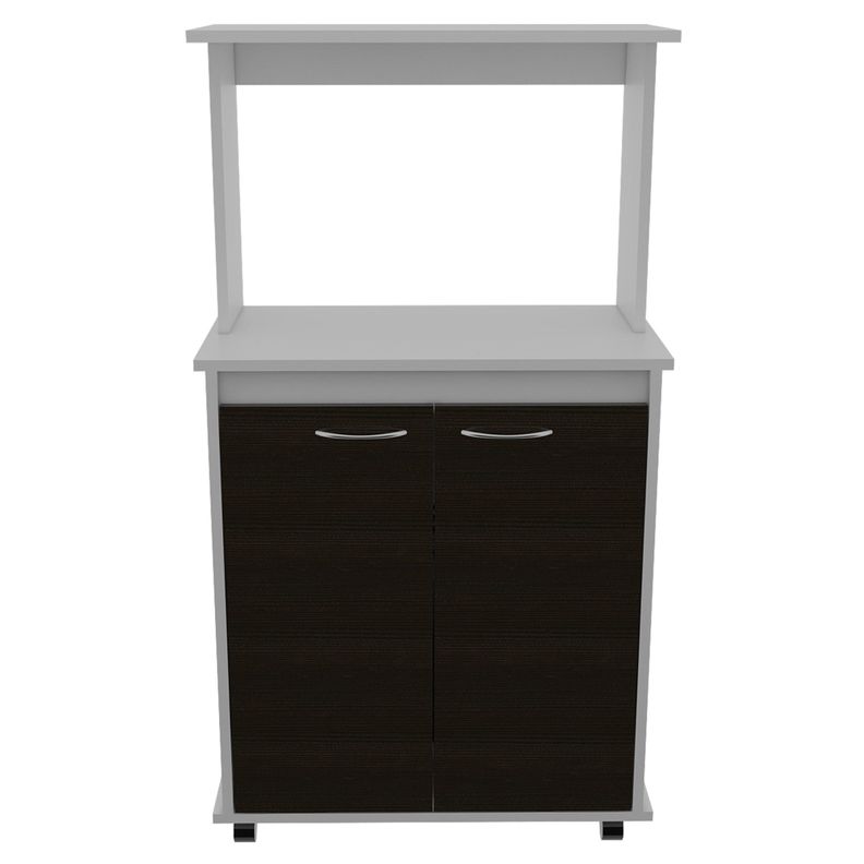 Mueble Microondas Con Ruedas 2 Puertas Fm-010B Blanco Y Negro-1