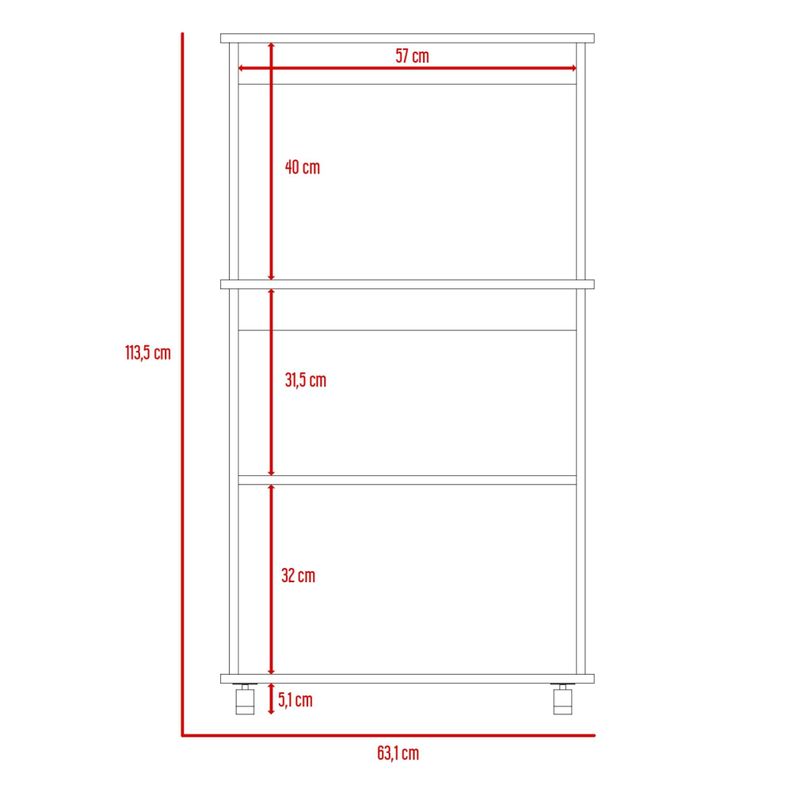Mueble Microondas Con Ruedas 2 Puertas Fm-010B Blanco Y Negro-6