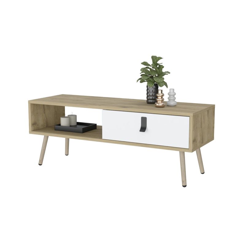 MESA DE CENTRO 1 CAJON FM-015C CAFÉ CLARO Y BLANCO-2