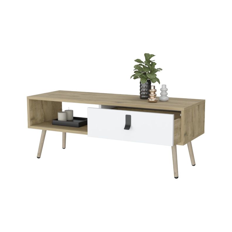 MESA DE CENTRO 1 CAJON FM-015C CAFÉ CLARO Y BLANCO-3
