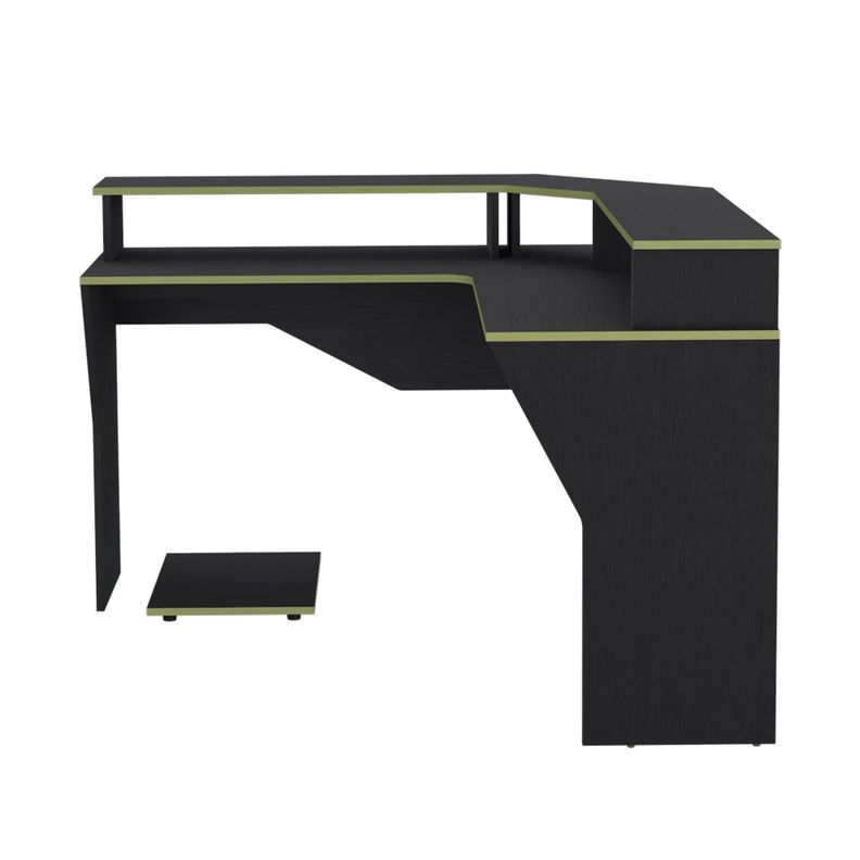ESCRITORIO GAMER EN L FM-046O - NEGRO Y CANTO VERDE-1