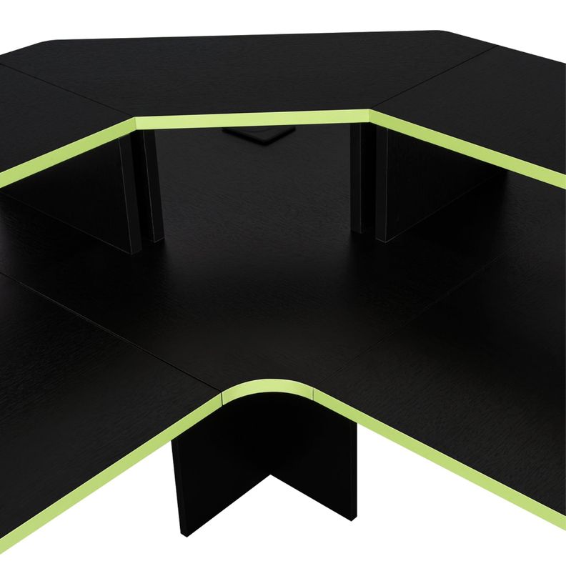 ESCRITORIO GAMER EN L FM-046O - NEGRO Y CANTO VERDE-4