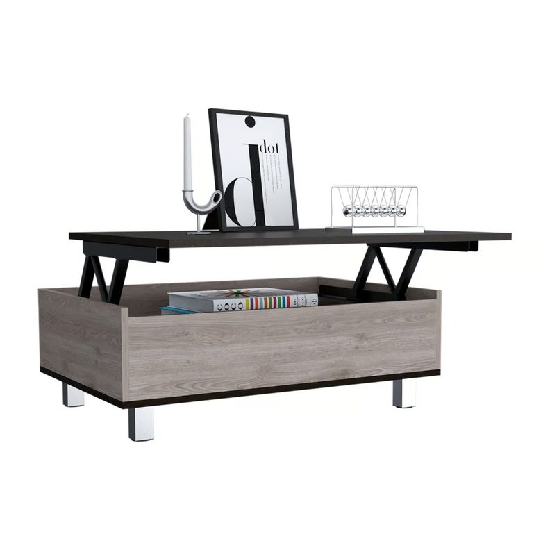 MESA DE CENTRO EXTENSIBLE FM-002G GRIS Y NEGRO-2