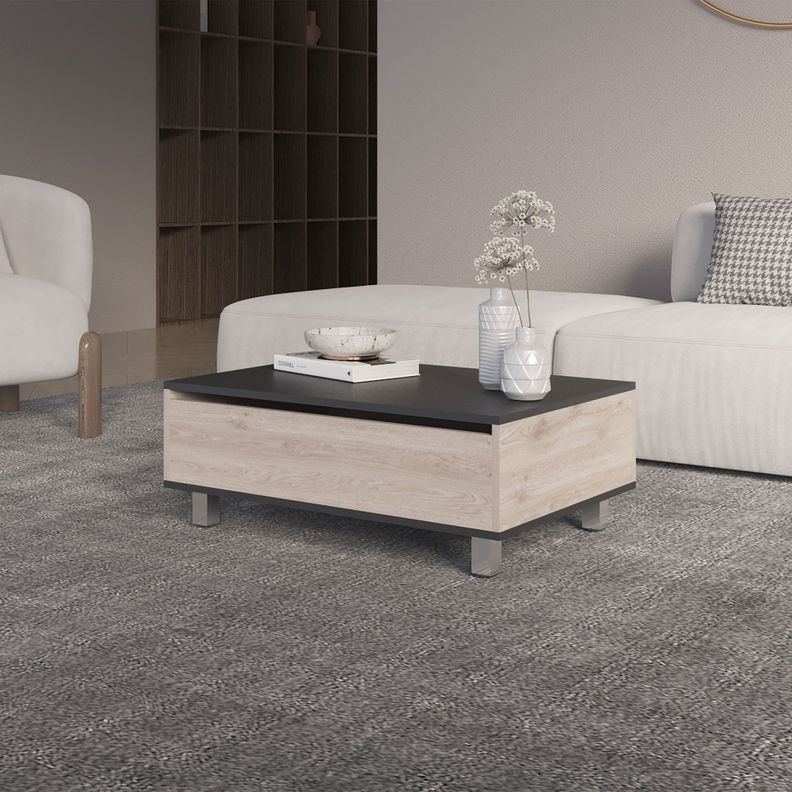MESA DE CENTRO EXTENSIBLE FM-002G GRIS Y NEGRO-4
