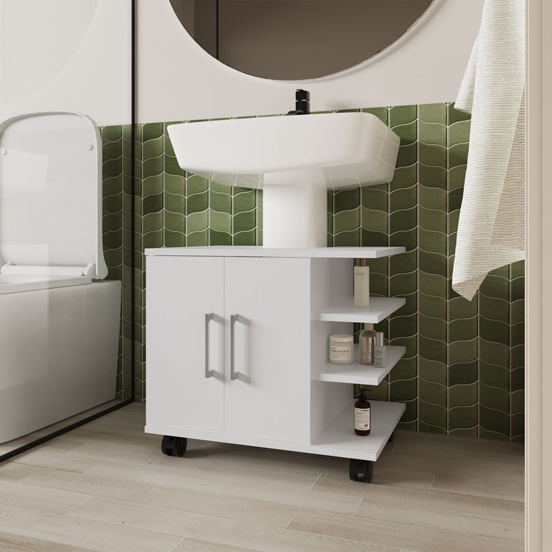 MUEBLE BAÑO PISO LAVAMANOS 2 PUERTAS FM-009B - BLANCO-4