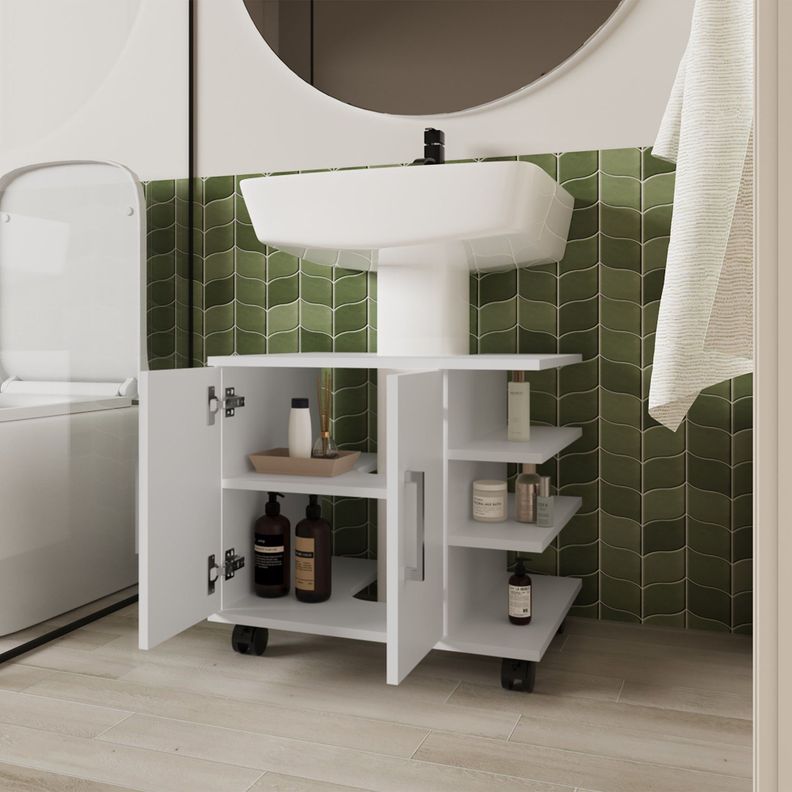 MUEBLE BAÑO PISO LAVAMANOS 2 PUERTAS FM-009B - BLANCO-5