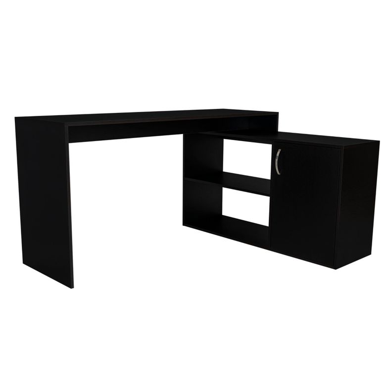 ESCRITORIO EN L 1 PUERTA Y ESTANTES  FM-032N - NEGRO-0